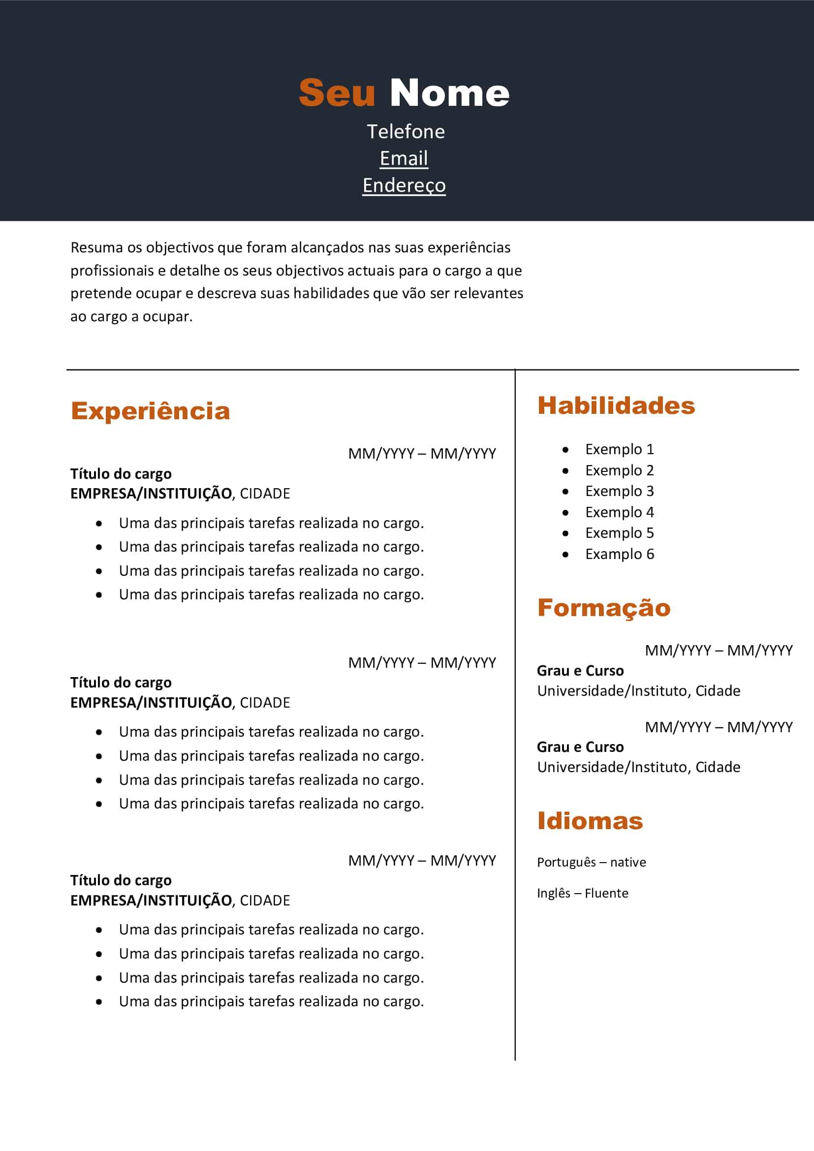 10 Modelos de Curriculum Vitae em Word Para Download Grátis